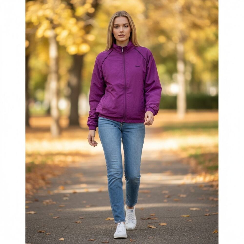 Vintage Purple Reebok Windbreaker Womens Size XL Mesh Lining 90s Retro Athletic